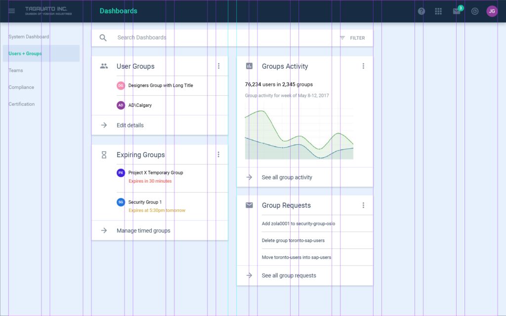 Desktop sized layout showing a twelve-column grid